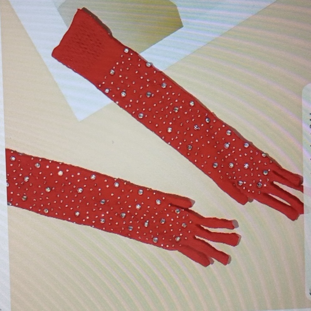 Fishnets Gloves Inlaid Rhinestones - Picture 2 of 3